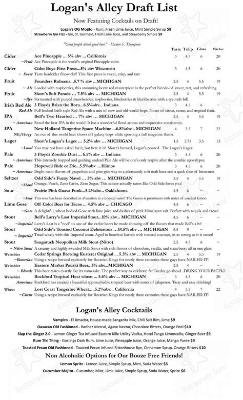 logan's alley menu|13971 logans alley.